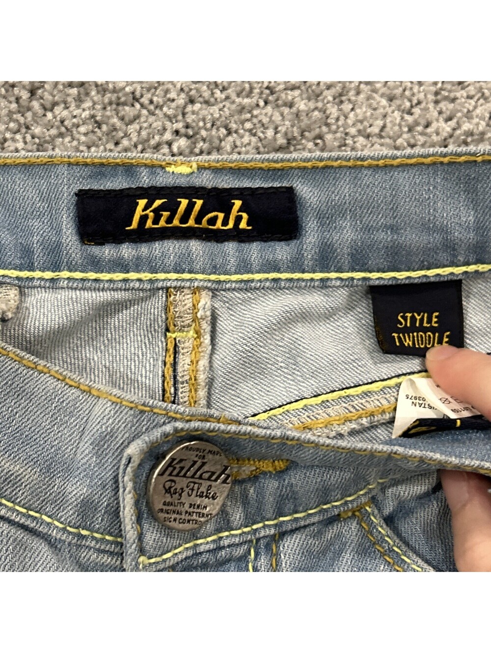 Killah Jeans Y2K Second Skin Jeans Size 26 Zipper Ankle Green Stitching - Picture 6 of 10